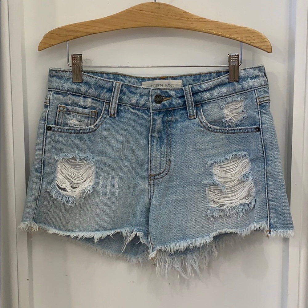Hidden Jeans light wash denim cutoff shorts
